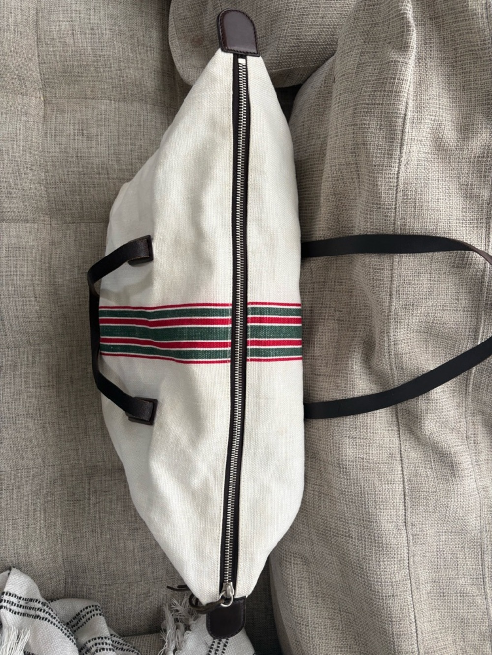 Gucci Striped Canvas Weekender Carryall Holdall Bag with Red & Green Stripe - Picture 16 of 16